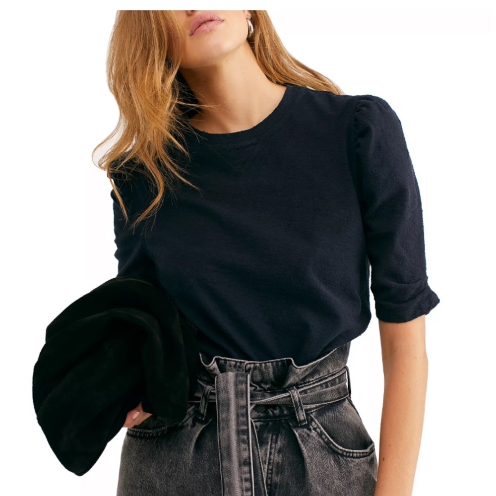 Free People Just a Puff Textured Top